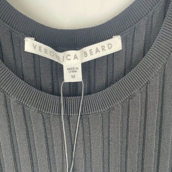 NWT Veronica Beard Sandra Black Rib Stretch Knit Scoop Neck Rayon Tank Top M - Picture 5 of 8